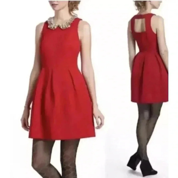 Moulinette Soeurs Dresses & Skirts - Moulinette Soeurs Anthropologie Red Dress size 6 Fit and Flare sleeveless